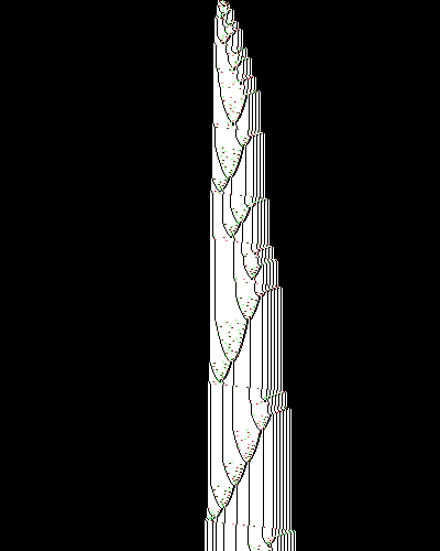 space-time diagram from the blank tape, steps 0 to 10,000