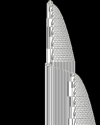 space-time diagram from the blank tape, steps 0 to 10,000