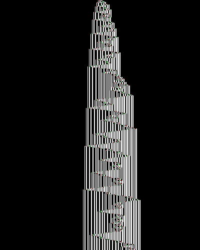 space-time diagram from the blank tape, steps 0 to 10,000
