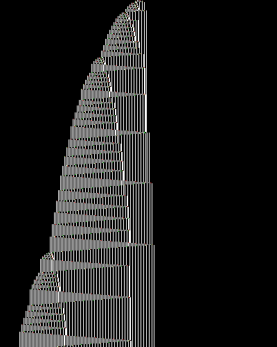 space-time diagram from the blank tape, steps 0 to 10,000