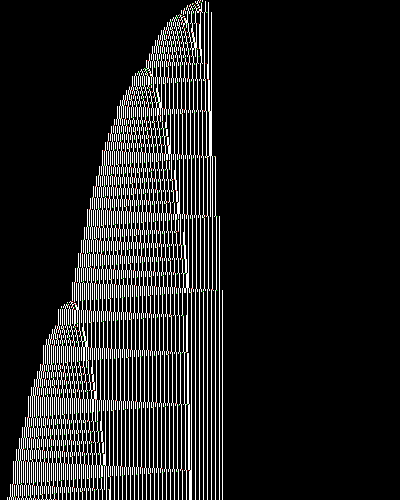 space-time diagram from the blank tape, steps 0 to 10,000