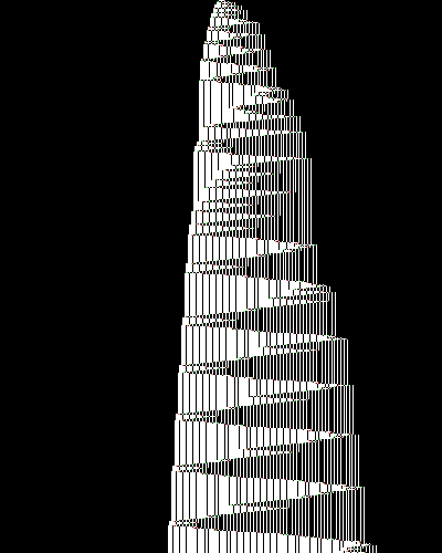 space-time diagram from the blank tape, steps 0 to 10,000