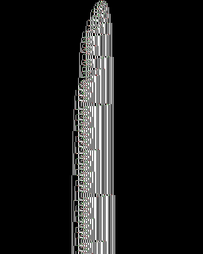 space-time diagram from the blank tape, steps 0 to 10,000