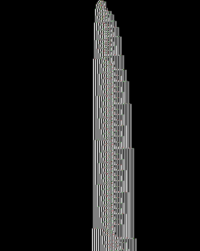 space-time diagram from the blank tape, steps 0 to 10,000