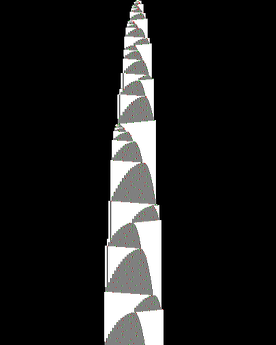 space-time diagram from the blank tape, steps 0 to 10,000