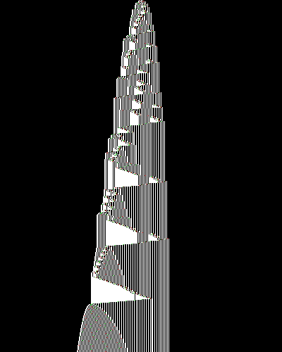space-time diagram from the blank tape, steps 0 to 10,000