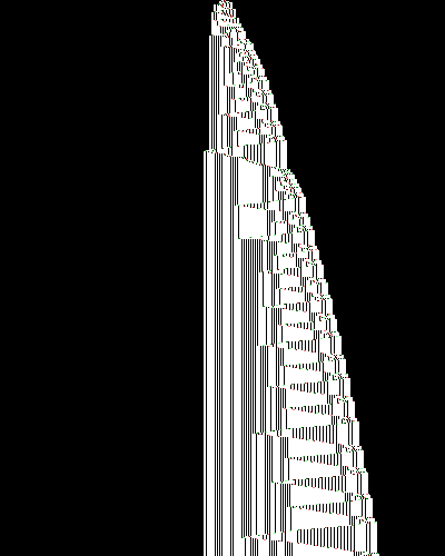 space-time diagram from the blank tape, steps 0 to 10,000