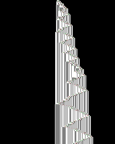 space-time diagram from the blank tape, steps 0 to 10,000