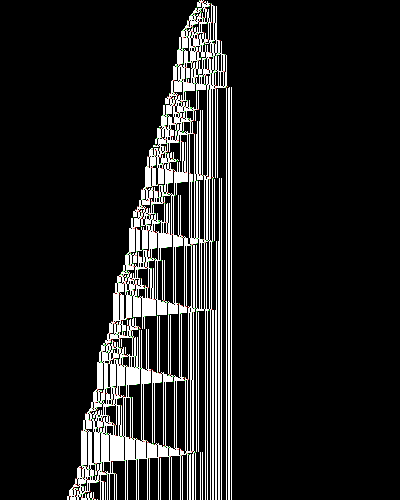 space-time diagram from the blank tape, steps 0 to 10,000