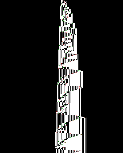 space-time diagram from the blank tape, steps 0 to 10,000