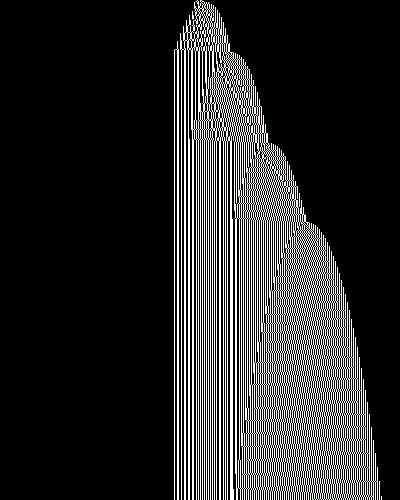 space-time diagram from the blank tape, steps 0 to 10,000