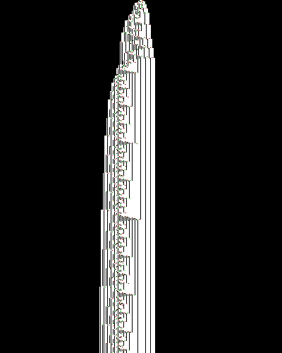 space-time diagram from the blank tape, steps 0 to 10,000
