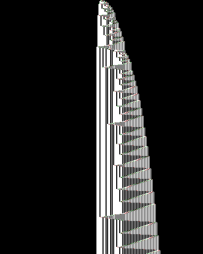 space-time diagram from the blank tape, steps 0 to 10,000