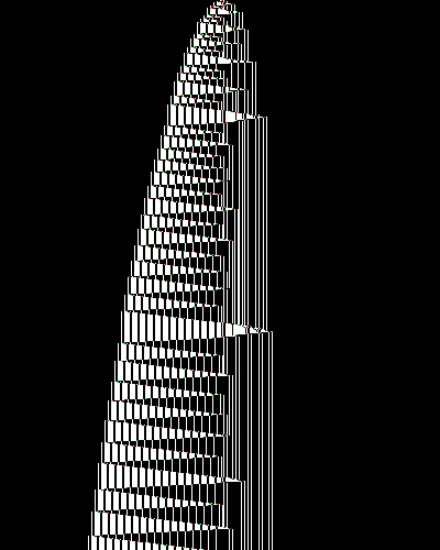 space-time diagram from the blank tape, steps 0 to 10,000