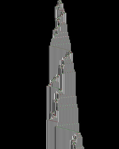 space-time diagram from the blank tape, steps 0 to 10,000