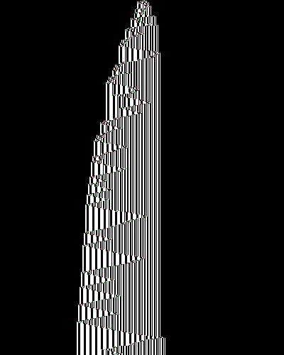 space-time diagram from the blank tape, steps 0 to 10,000