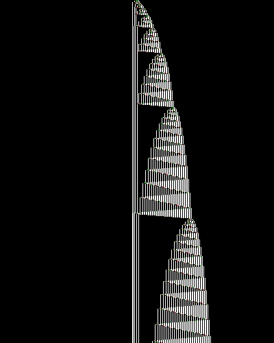 space-time diagram from the blank tape, steps 0 to 10,000