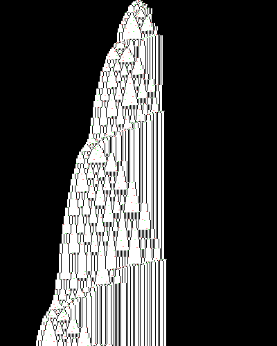 space-time diagram from the blank tape, steps 0 to 10,000