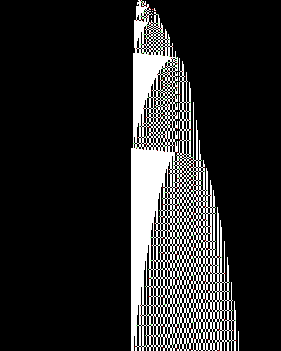 space-time diagram from the blank tape, steps 0 to 10,000