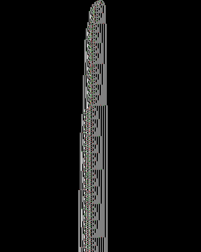 space-time diagram from the blank tape, steps 0 to 10,000