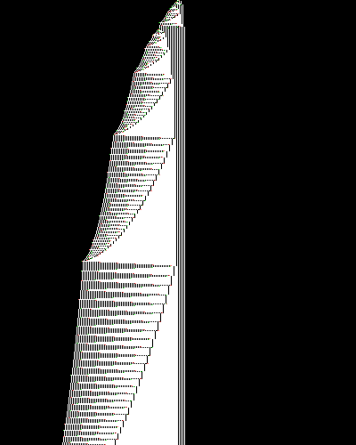 space-time diagram from the blank tape, steps 0 to 10,000