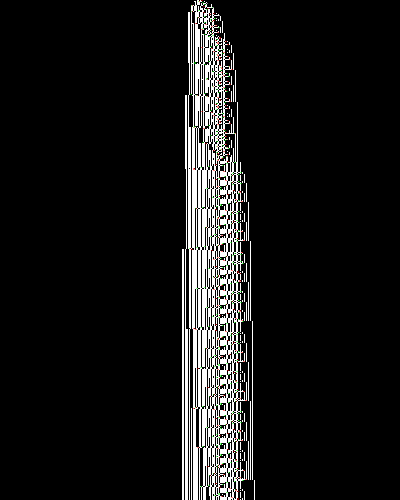 space-time diagram from the blank tape, steps 0 to 10,000