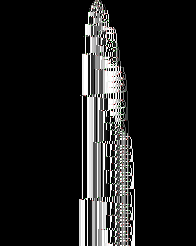 space-time diagram from the blank tape, steps 0 to 10,000