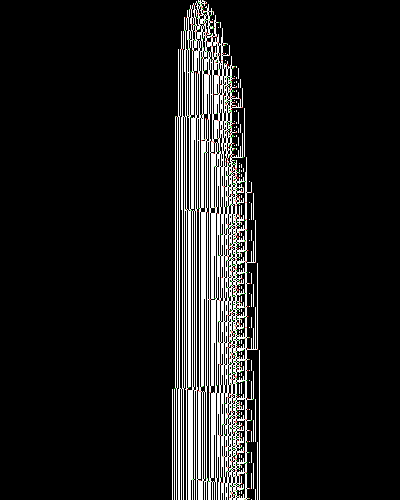 space-time diagram from the blank tape, steps 0 to 10,000