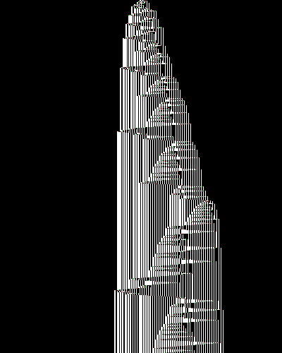 space-time diagram from the blank tape, steps 0 to 10,000