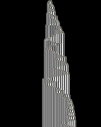 space-time diagram from the blank tape, steps 0 to 10,000