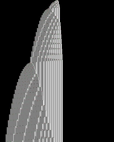 space-time diagram from the blank tape, steps 0 to 10,000