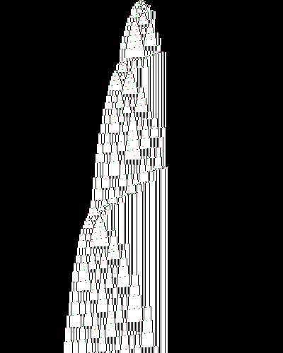 space-time diagram from the blank tape, steps 0 to 10,000