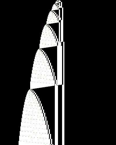 space-time diagram from the blank tape, steps 0 to 10,000