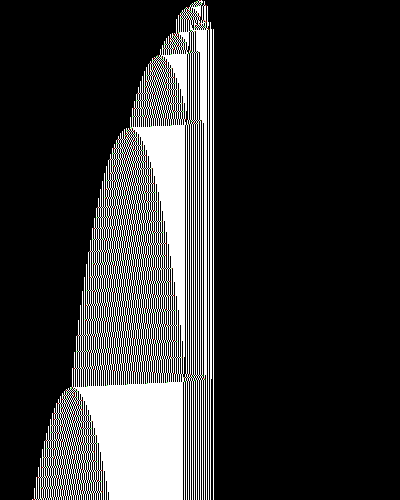 space-time diagram from the blank tape, steps 0 to 10,000