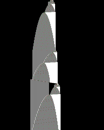 space-time diagram from the blank tape, steps 0 to 10,000