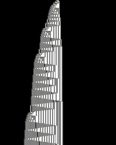 space-time diagram from the blank tape, steps 0 to 10,000