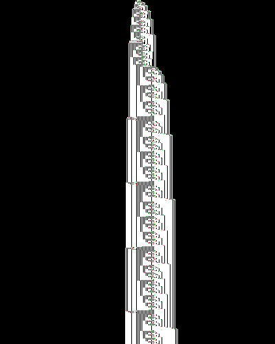 space-time diagram from the blank tape, steps 0 to 10,000