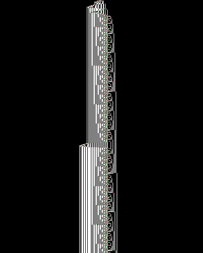 space-time diagram from the blank tape, steps 0 to 10,000