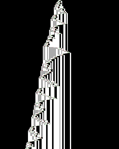 space-time diagram from the blank tape, steps 0 to 10,000