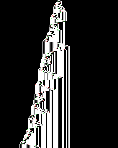 space-time diagram from the blank tape, steps 0 to 10,000