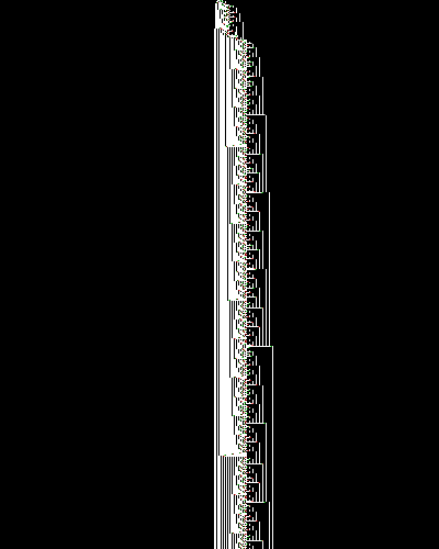 space-time diagram from the blank tape, steps 0 to 10,000