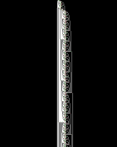 space-time diagram from the blank tape, steps 0 to 10,000