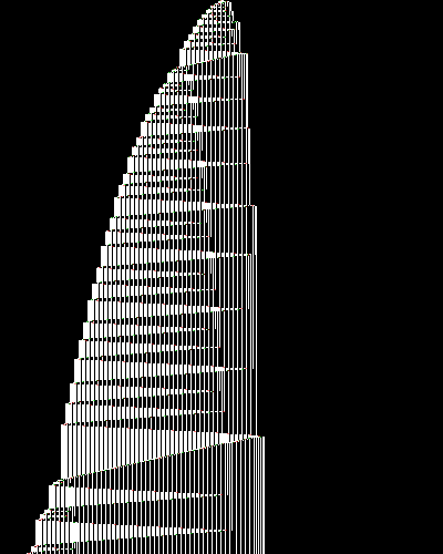 space-time diagram from the blank tape, steps 0 to 10,000