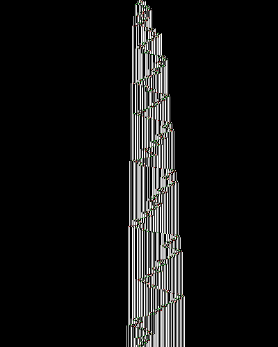 space-time diagram from the blank tape, steps 0 to 10,000