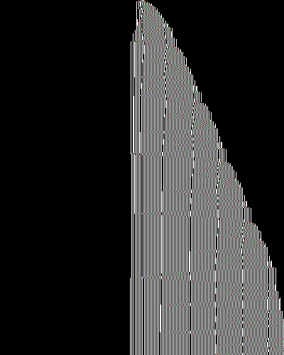 space-time diagram from the blank tape, steps 0 to 10,000