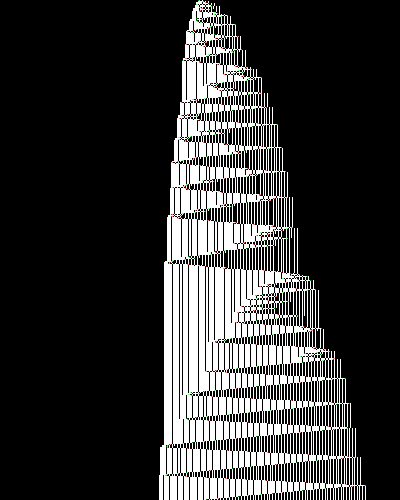 space-time diagram from the blank tape, steps 0 to 10,000
