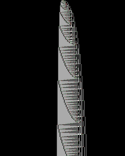 space-time diagram from the blank tape, steps 0 to 10,000