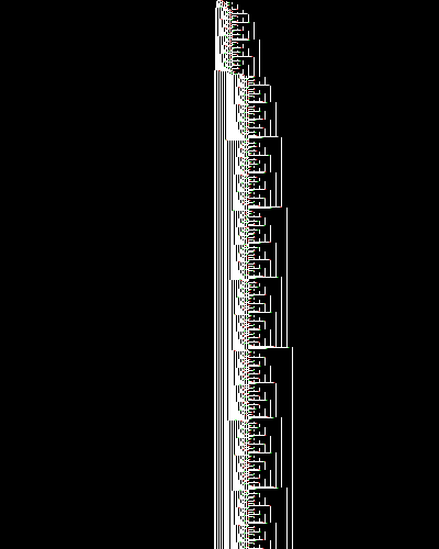 space-time diagram from the blank tape, steps 0 to 10,000