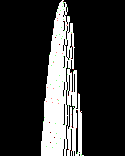 space-time diagram from the blank tape, steps 0 to 10,000