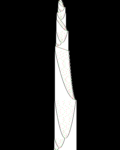 space-time diagram from the blank tape, steps 0 to 10,000